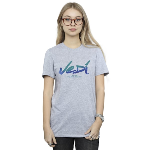 Star Wars Dam/Damer Obi-Wan Kenobi Jedi Målad Font Bomull Sports Grey XL
