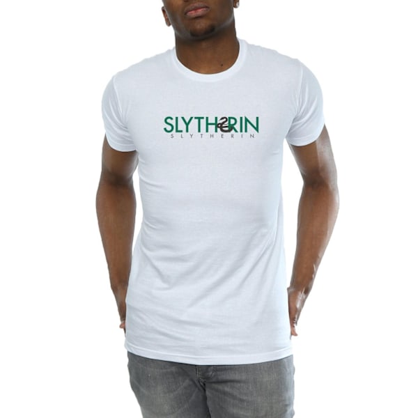 Harry Potter T-shirt för män med Slytherin-text, XL, vit White XL