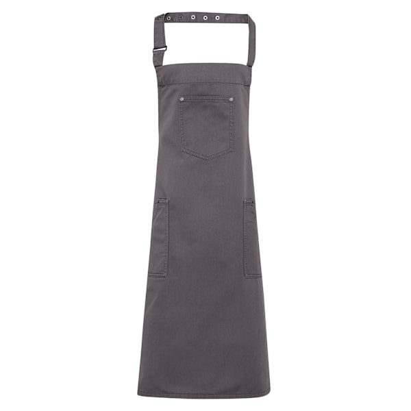Premier Unisex Chino Bomulls Haklappsförkläde En Storlek Stål Steel One Size