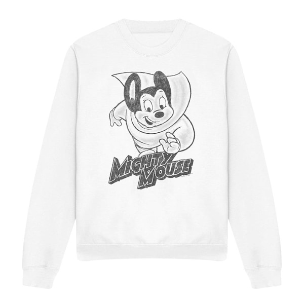 Mighty Mouse Unisex Vuxen Mighty Sketch Sweatshirt XL Vit White XL