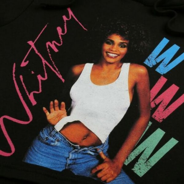 Whitney Houston Dam/Dam 80-tal Crop Hoodie XL Svart Black XL