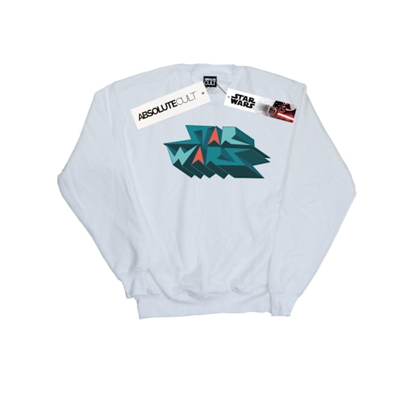 Star Wars Dam/Damer Edgy Block Logo Sweatshirt S Vit White S