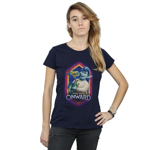 Disney Dam/Kvinnor Onward Laurel Och Blazey Crest Bomull T-shirt Navy Blue L