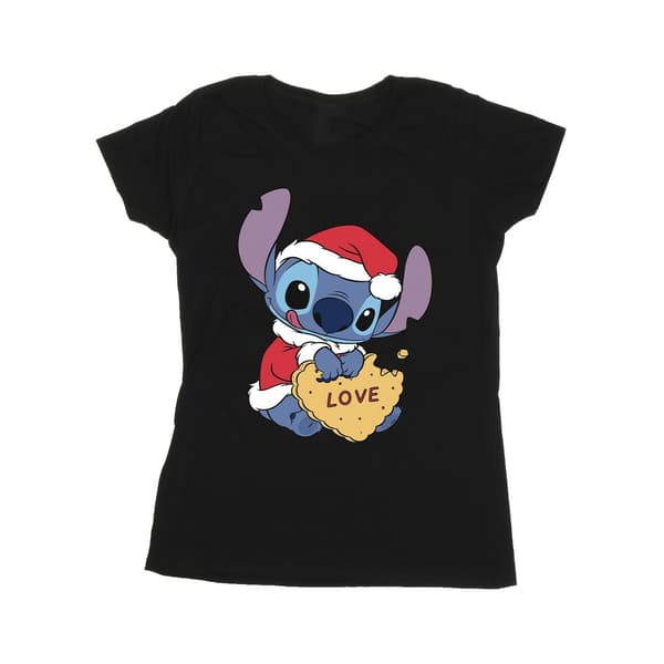 Disney Dam Lilo And Stitch Christmas Love Biscuit Bomull Black L