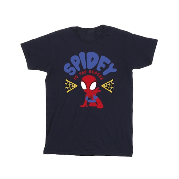 Marvel Girls Spidey Och Hans Fantastiska Vänner Räddning Bomull T-shirt Navy Blue 3-4 Years