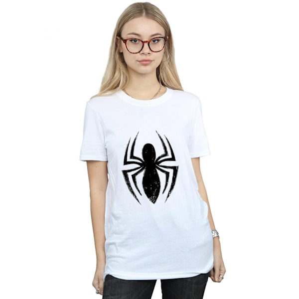 Marvel Dam/Kvinnor Spider-Man Ultimate Spider Logo Bomull Pojkvän White XXL