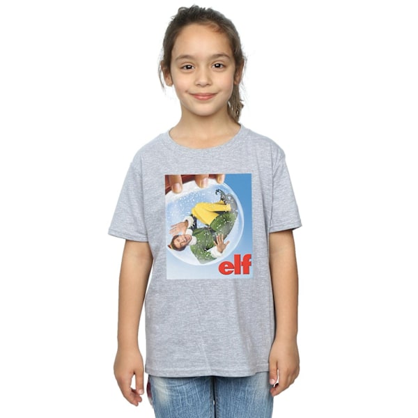 Elf Girls Snow Globe Poster Bomull T-shirt 9-11 år Sports Grå Sports Grey 9-11 Years