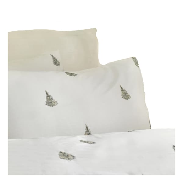 Wylder Ultimate Vändbart Broderat Påslakanset i Sammet S White/Forest Green Single