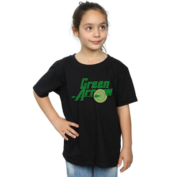 DC Comics Girls Green Arrow Text Logo Bomull T-shirt 9-11 år Black 9-11 Years