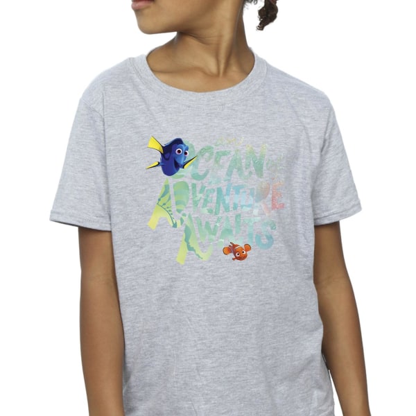 Finding Dory Flickor Ocean Adventure Bomull T-shirt 5-6 År Spo Sports Grey 5-6 Years