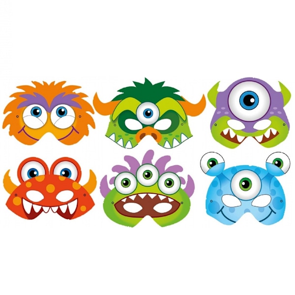 Playwrite Monster Party Mask (12-pack) En Storlek Flerfärgad Multicoloured One Size