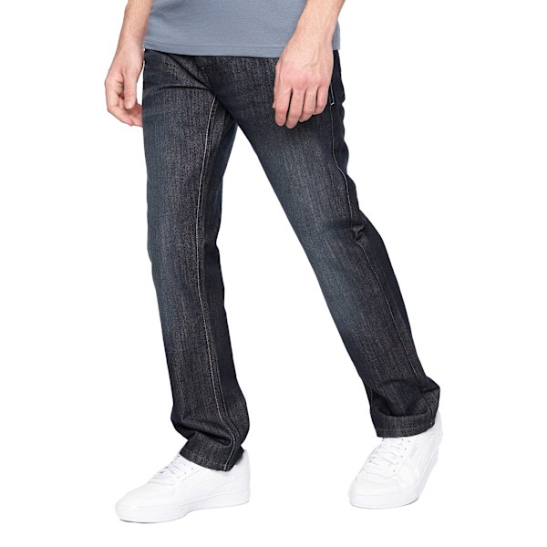 Crosshatch herr New Techno Denim präglade jeans 30R mörk tvätt Dark Wash 30R