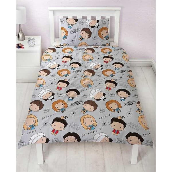 Friends Chibi Vändbart Påslakanset Enkelt Flerfärgat Multicoloured Single