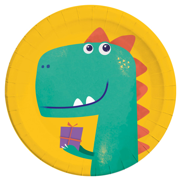 Procos Roar Paper Dinosaur Party Plates (Pack of 8) One Size Ye Yellow/Teal/Orange One Size