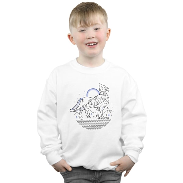 Harry Potter Boys Buckbeak Line Art Sweatshirt 5-6 år Vit White 5-6 Years