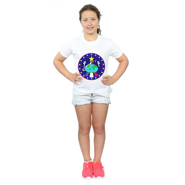 NASA Girls Classic Globe Astronauts Bomull T-shirt 9-11 år W White 9-11 Years