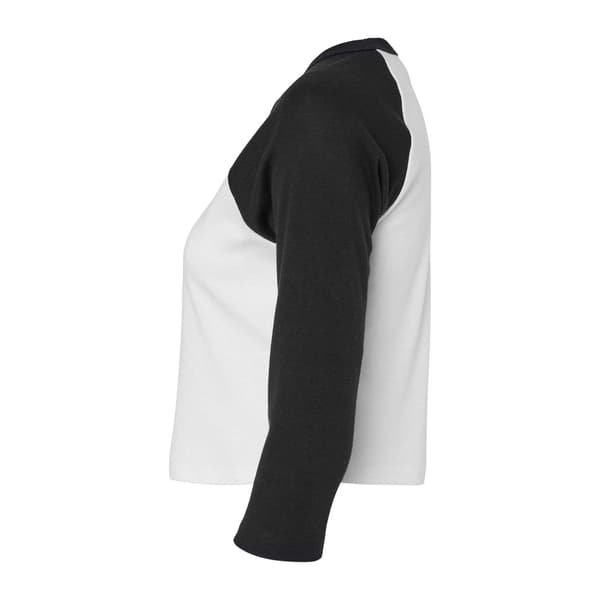 Bella + Canvas Dam/Dam Micro-Rib Raglan 3/4 Ärm T-shirt White/Black S