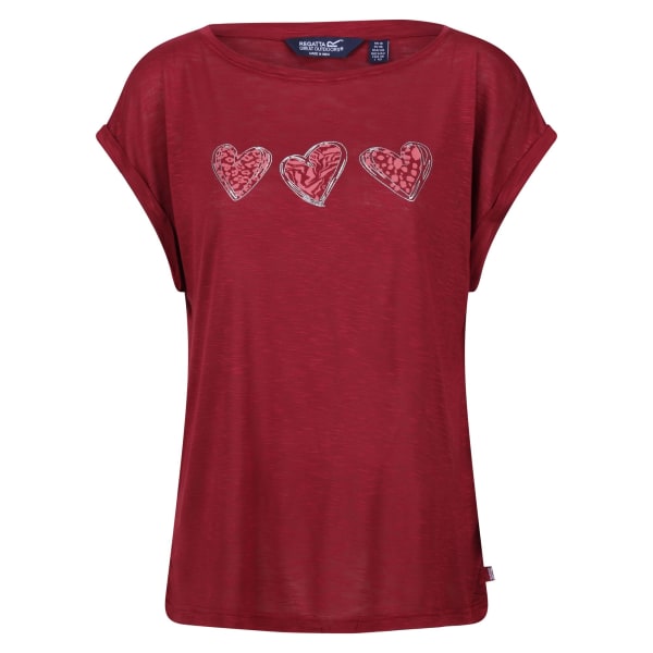 Regatta Dam/Dam Roselynn Hearts T-shirt 14 UK Cabernet Cabernet 14 UK