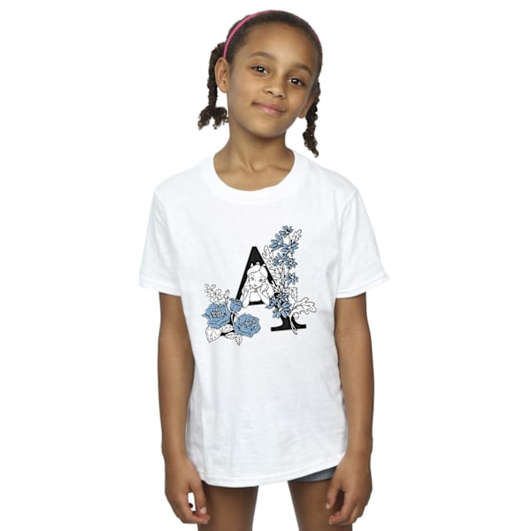 Disney Girls Alice In Wonderland Letter A Bomull T-shirt 7-8 År White 7-8 Years