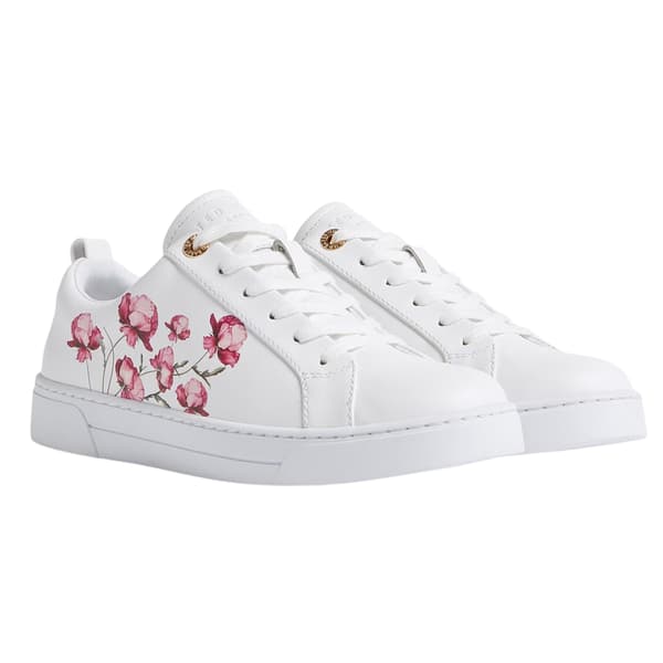 Ted Baker Dam/Dam Blommig Läder Träningsskor 3 UK Vit White 3 UK