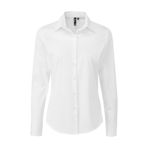 Premier Dam/Dam Poplin Stretch Långärmad Skjorta 8 UK Vit White 8 UK