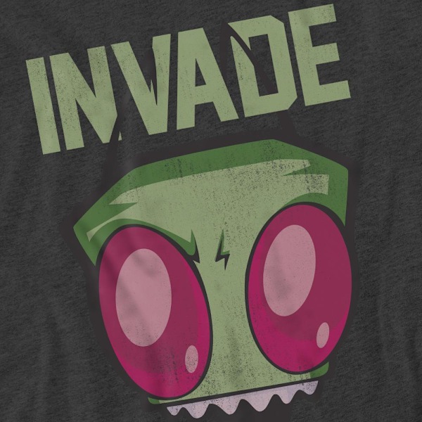 Invader Zim Unisex Vuxen Invade T-Shirt XL Gråmelerad Charcoal XL
