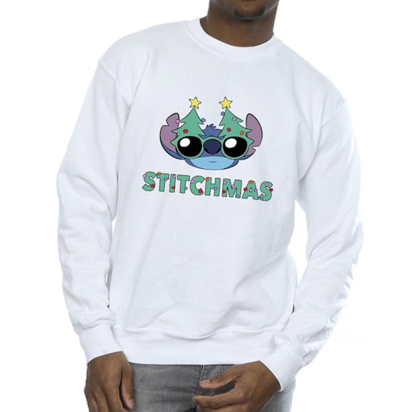 Disney Herr Lilo & Stitch Stitchmas Glasögon Sweatshirt 4XL Vit White 4XL