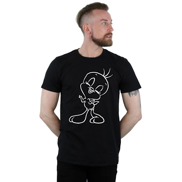 Looney Tunes Tweety Pie Outline T-shirt för män, 4XL, svart Black 4XL
