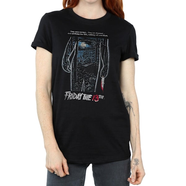 Fredag den 13:e Dam/Dam Distressed Poster Bomull Boyfriend T- Black 3XL
