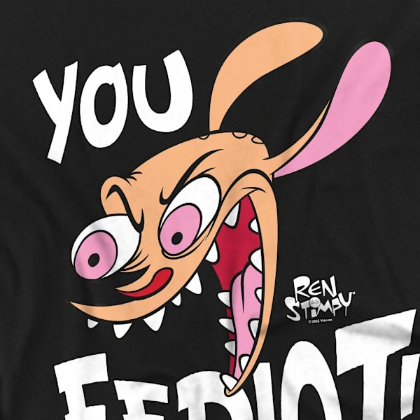 Ren & Stimpy Unisex Vuxen You Eediot! T-shirt XXL Svart Black XXL