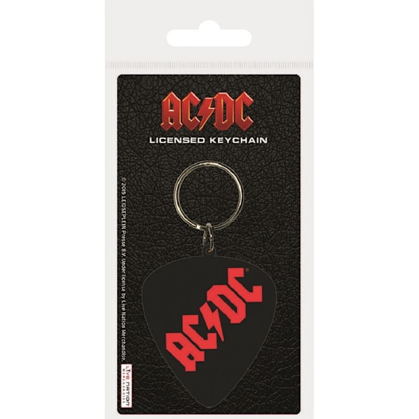 AC/DC Plectrum Gummiring Nyckelring One Size Svart/Röd Black/Red One Size