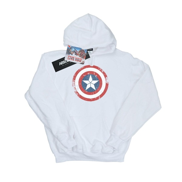 Marvel Dam/Damer Captain America Civil War Distressed Shield Hoodie White S