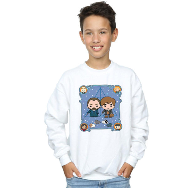 Fantastiska vidunder Boys Chibi Newt och Dumbledore Sweatshirt 7-8 White 7-8 Years