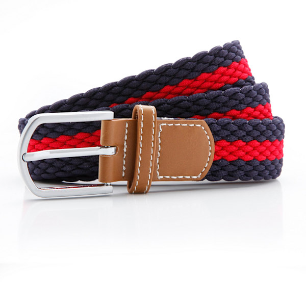 Asquith & Fox Herr Tvåfärgad Randig Flätad Stretchbälte En Storlek Navy/Red One Size