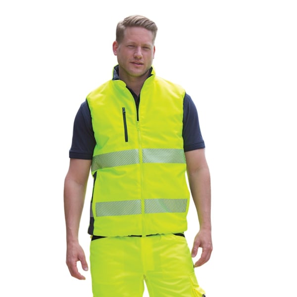 SAFE-GUARD by Result Herr Reversibel Mjukt Vadderad Väst 3XL Fluo Fluorescent Yellow/Navy 3XL