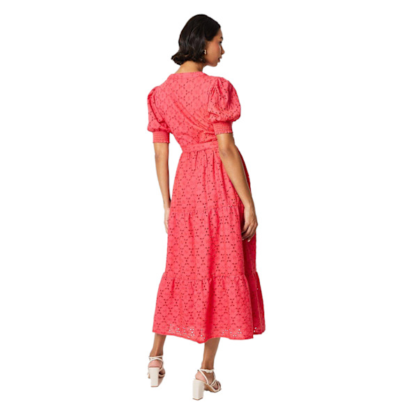 Dorothy Perkins Dam/Dam Broderie Bälte Midi Skjorta Klänning 16 Hot Pink 16 UK
