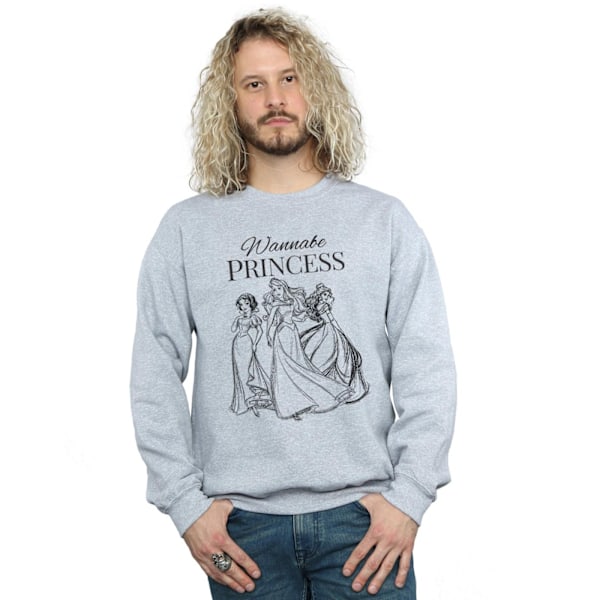 Disney Princess Mens Wannabe Princess Sweatshirt XXL Sports Grå Sports Grey XXL