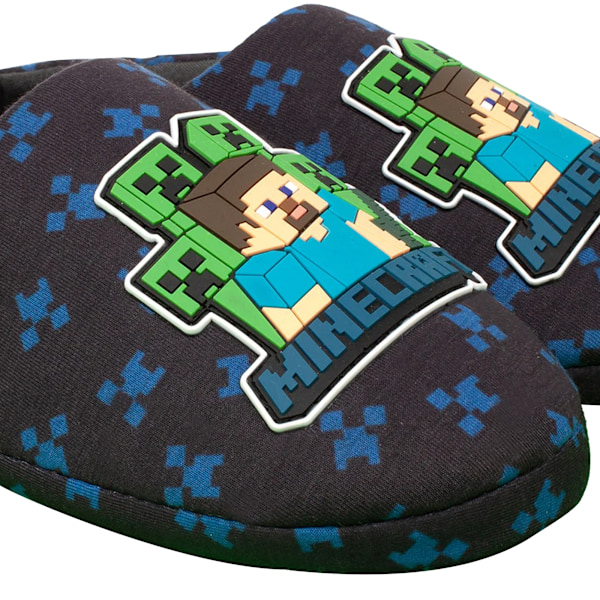 Minecraft Pojkar Creeper Tofflor 3 UK Marinblå Navy Blue 3 UK