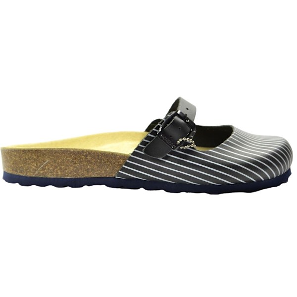 Sanosan Dam/Dam Florencia Stripe Lädersandaler 4 UK Bla Black/Navy Blue 4 UK