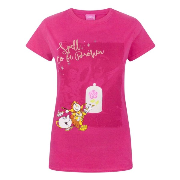Disney Womens/Ladies Beauty And The Beast Spell To Be Broken T- Pink Small