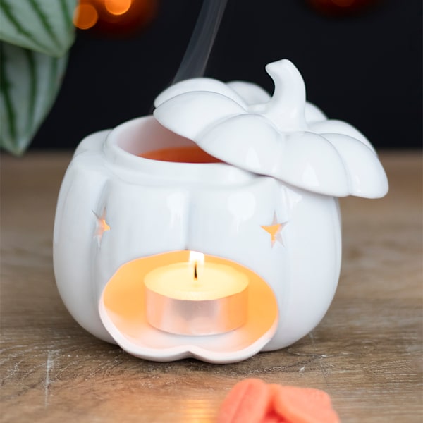 Something Different Keramisk Pumpa Oljebrännare En Storlek Vit White One Size