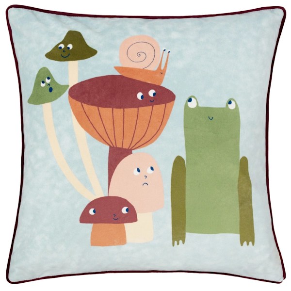 Little Furn Funguys Friends Piped Sammetskuddeöverdrag 43cm x 4 Sky Blue 43cm x 43cm
