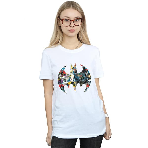 DC Comics Dam/Kvinnor Batman Serietidningslogotyp Bomull Boyfriend White M