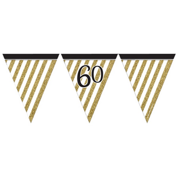 Kreativ fest svart och guld milstolpe papper flagga vimpel 90 B Black/Gold 90