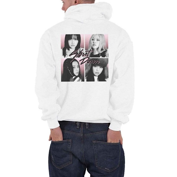 BlackPink Unisex Vuxen Shut Down Fotografi Pullover Hoodie L Vit White L