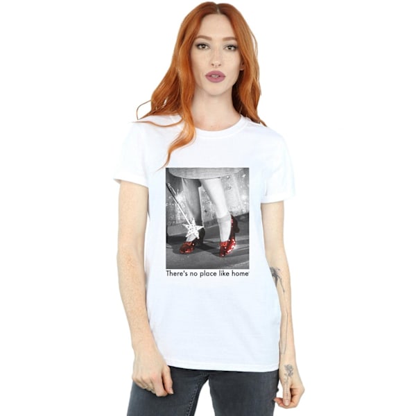 Trollkarlen från Oz Dam/Dam Ruby Slippers Foto Bomull Boyfriend T-Shirt L Vit White L