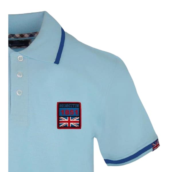 Aquascutum Herr Broderad Patch Pikétröja S Blå Cielo Blue Cielo S