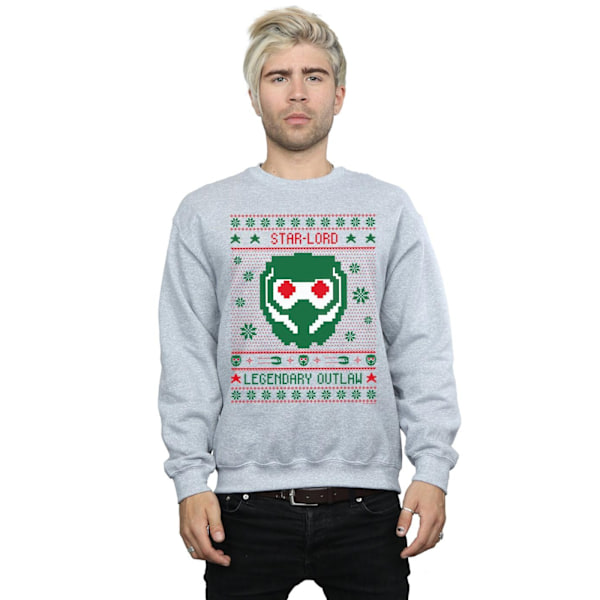 Marvel Herr Guardians Of The Galaxy Vol. 2 Star Lord Fair Isle Sports Grey 4XL