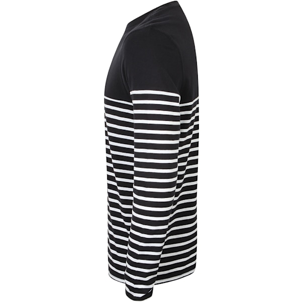 Front Row Herr Långärmad Breton Randig T-shirt L Marinblå/Vit Navy/White L