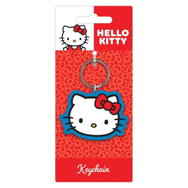Hello Kitty Ansikte Nyckelring One Size Vit/Blå/Röd White/Blue/Red One Size